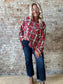 Curvy Plaid Soft  Long Sleeved Flannel ~ Red