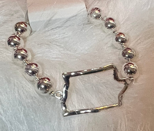Silver Iowa Stretch Bracelet