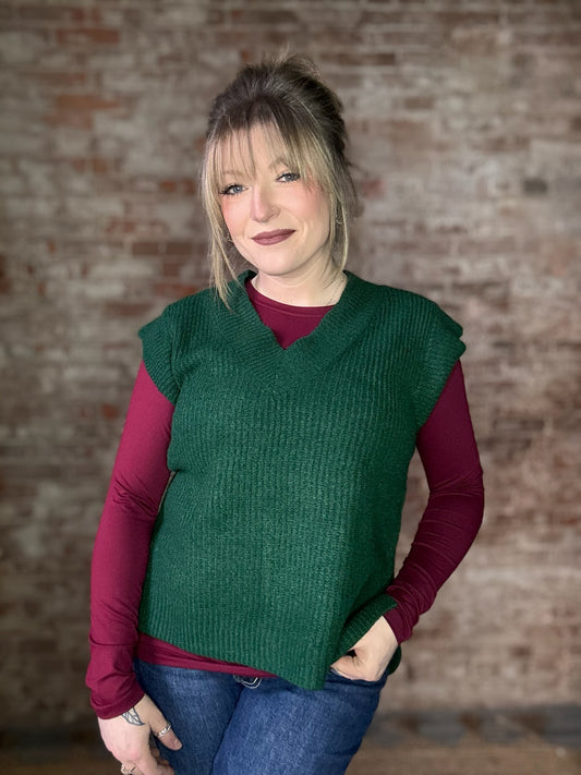 Cozy Sweater Vest ~ Green