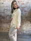 Collared Oversized Button Up Stripe Pullover Top ~ Taupe