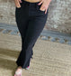 High Rise Crop Flare with Uneven Hem Black Jeans