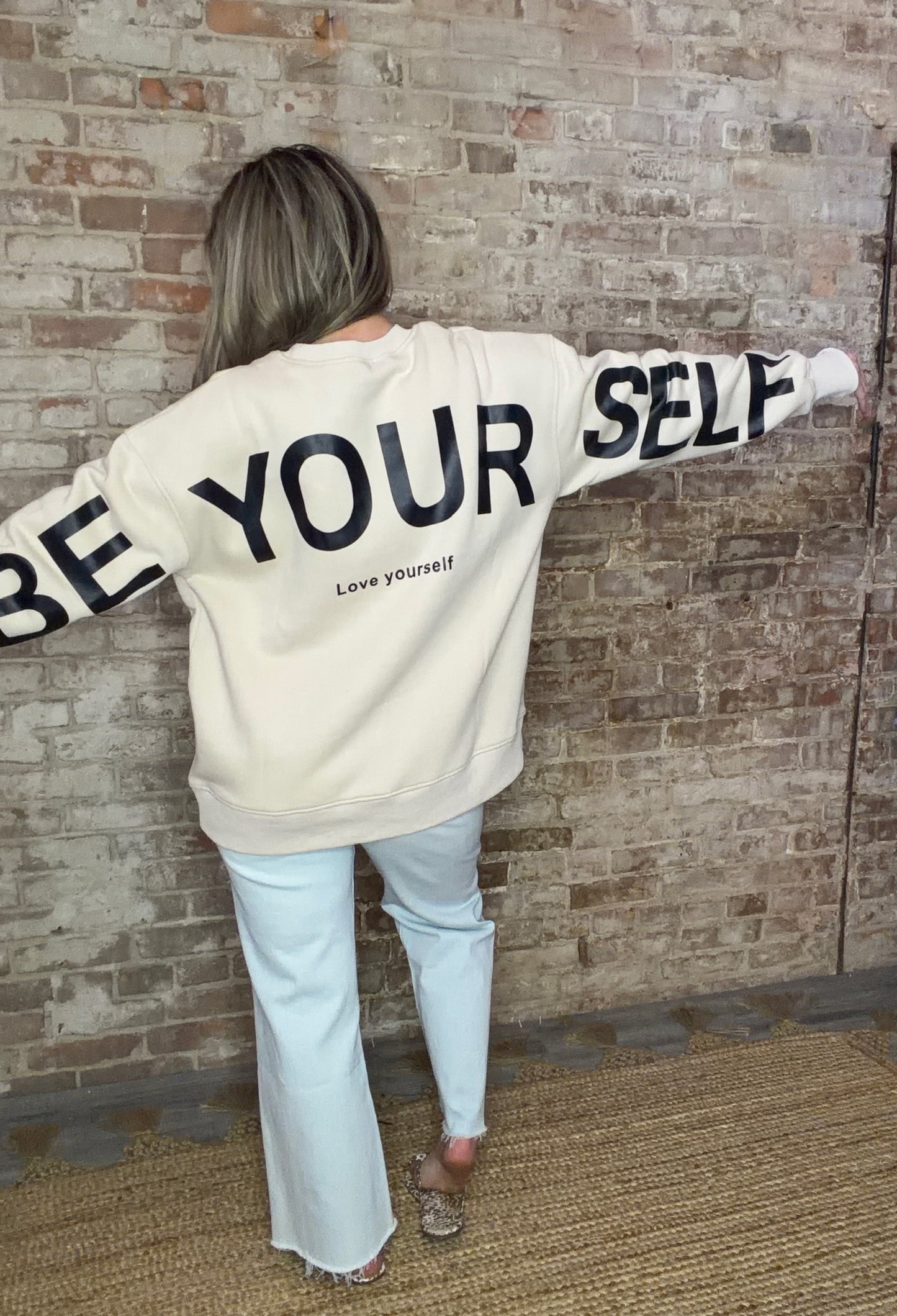 "Be Yourself" Crew Neck Sweatshirt~ Tan