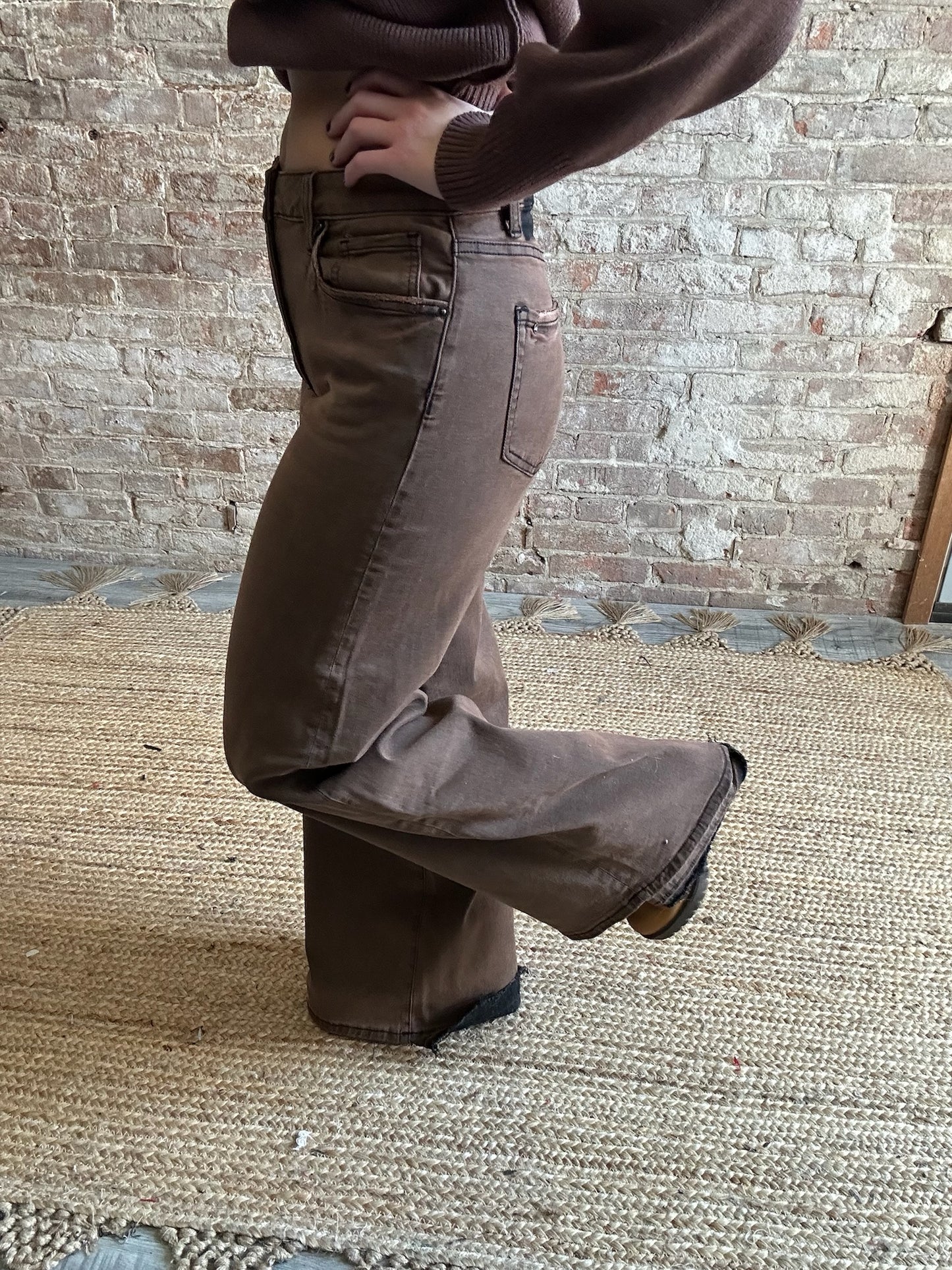 Vintage Washed Wide Leg Jeans  ~  Antique Bronze