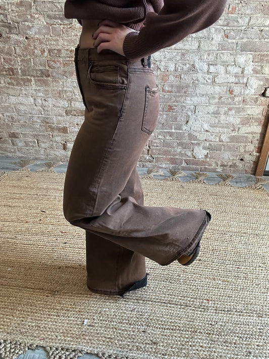 Vintage Washed Wide Leg Jeans  ~  Antique Bronze