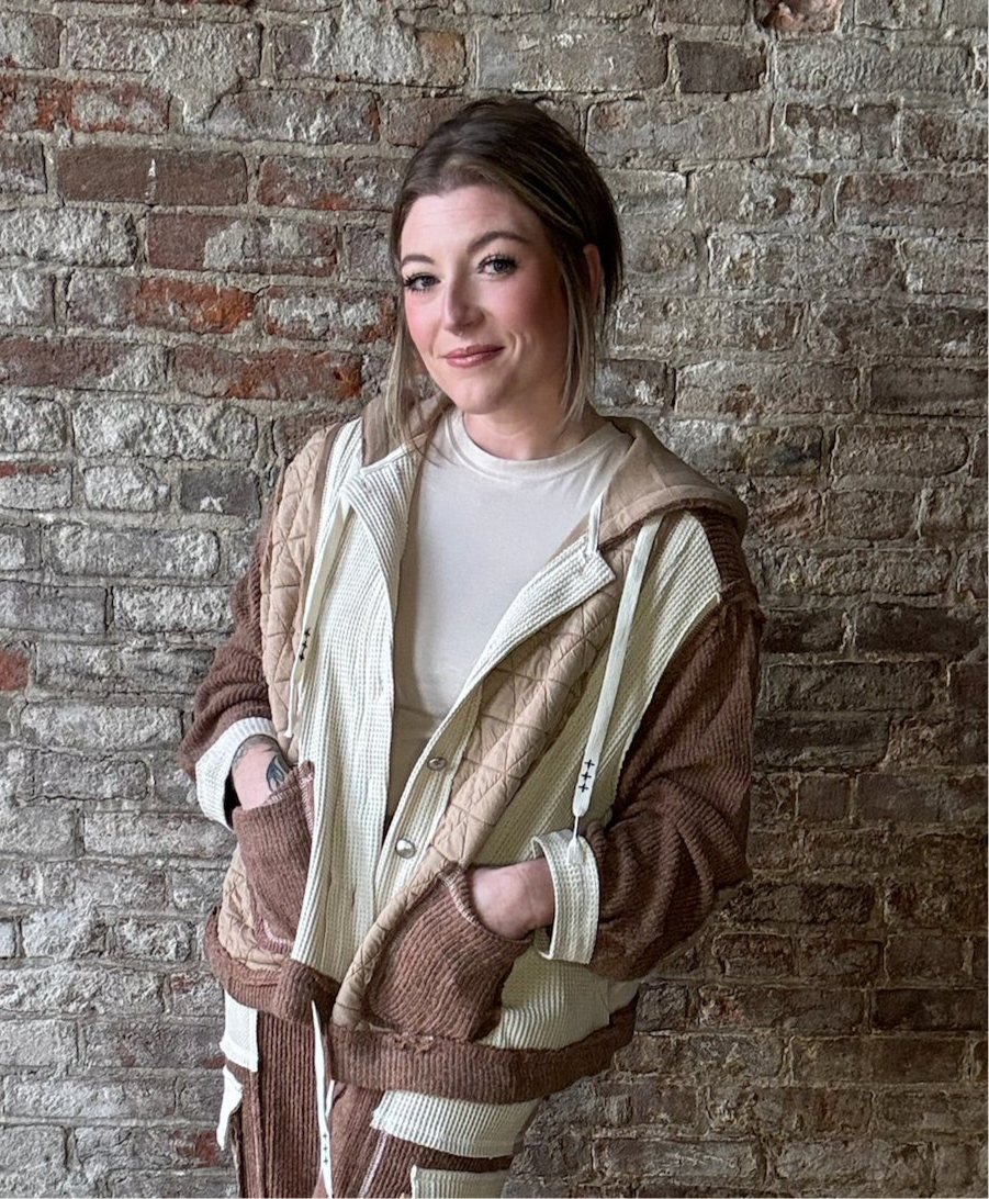 Relaxed Fit Jacket with Quilted Contrast