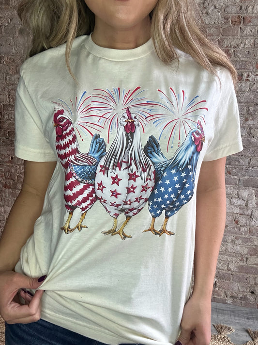 Patriotic Bling Chickens Tee