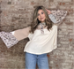 Thermal Bell Sleeved Top with Blue Floral Print