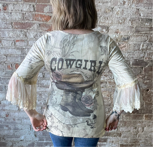Cowgirl Top with Lace Sleeves