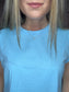 Round Neck Folded Short Sleeve T-shirt ~ Light Blue