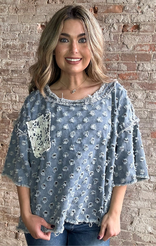 Denim Laser Cut Shirt