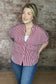 Oversized Short Sleeve Button Down Shirt ~ Red