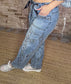 Grommet  Detailed Barrel Jeans