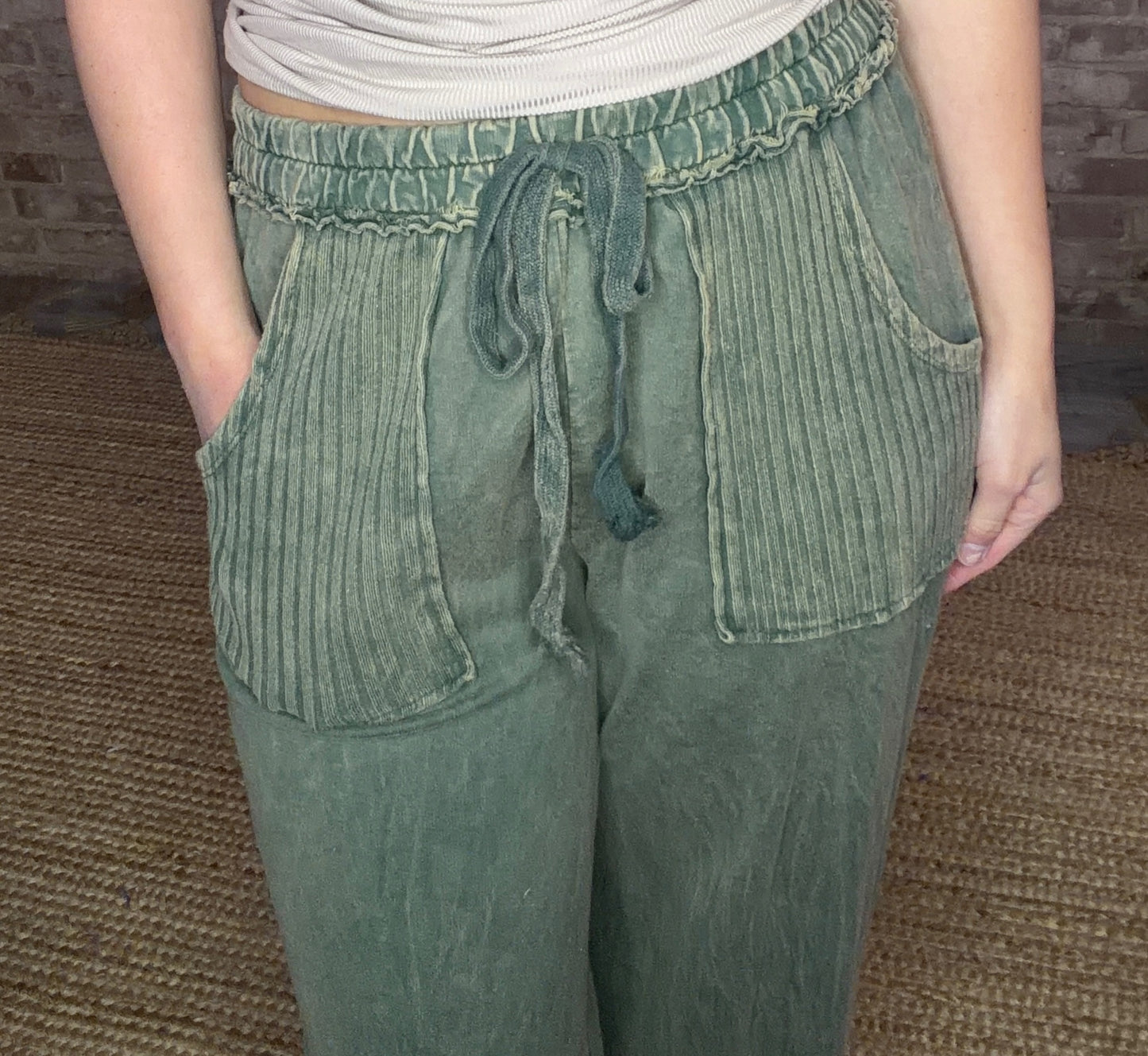 Soft Comfy Pants ~ Dusted Green