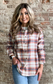 Plaid Flannel Button Down ~ Brick / Blue
