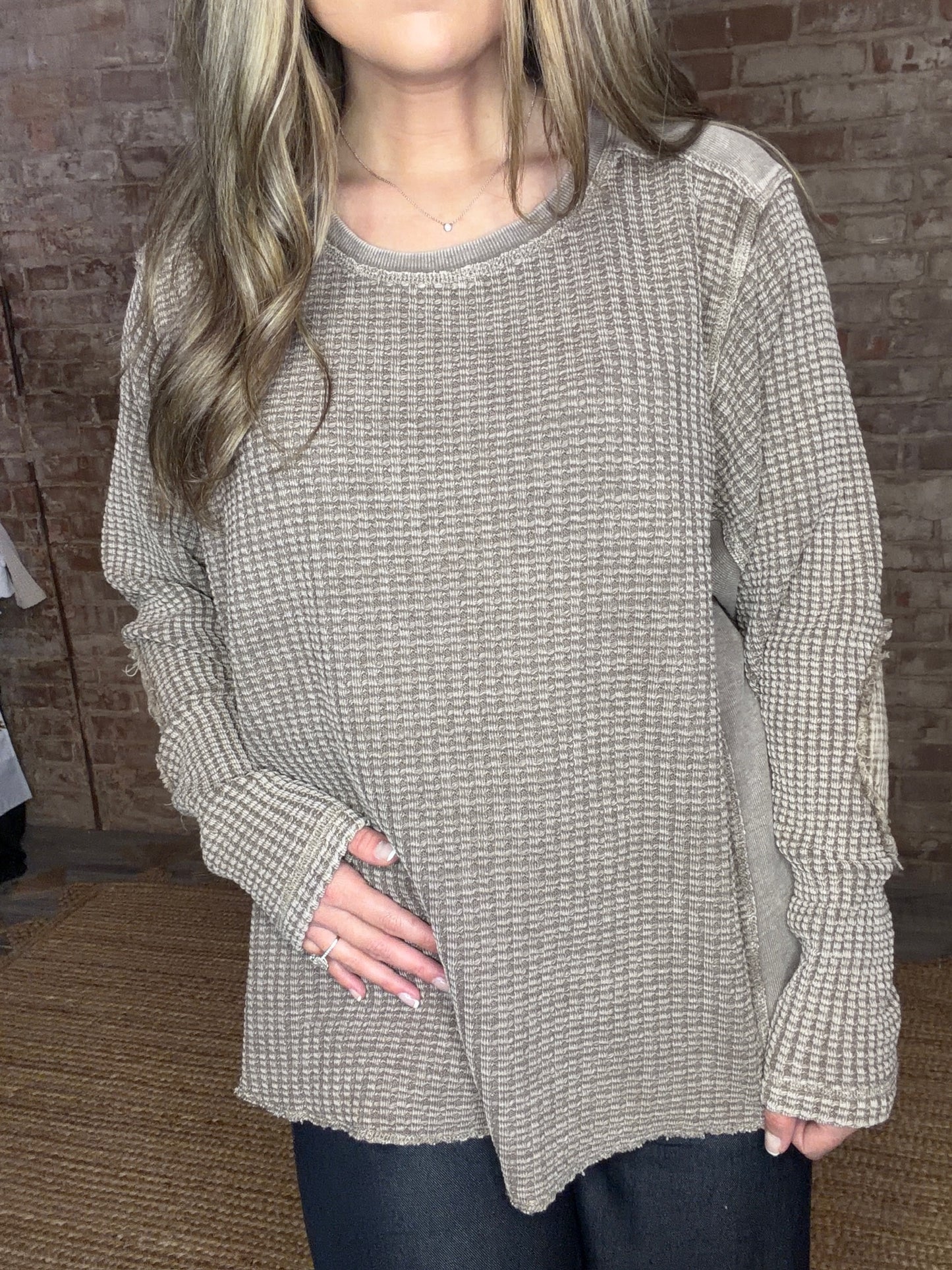 Waffle Knit Shirt ~ Mocha