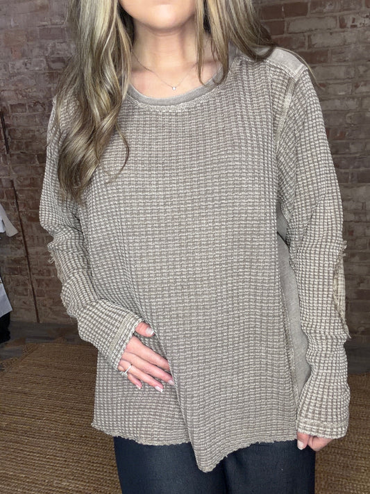 Waffle Knit Shirt ~ Mocha
