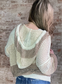 Contrasting Color Match Oversized Knit with Hood