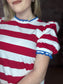 Red Stripe Puff Sleeve Dress