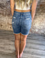 High Rise Stretch Midi Shorts