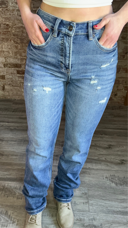 High Rise Slim Straight  Leg Jeans