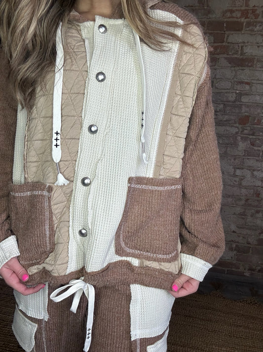 Relaxed Fit Jacket with Quilted Contrast