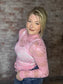 Long Sleeved Sheer Lace Mesh Layering Top ~ Pink