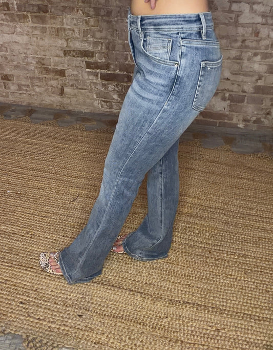 Mid Rise Boot Cut Jeans