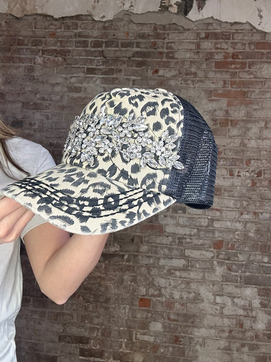 Leopard Bejeweled Glitzy Trucker Cap