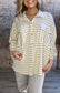 Collared Oversized Button Up Stripe Pullover Top ~ Taupe