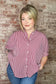 Oversized Short Sleeve Button Down Shirt ~ Red