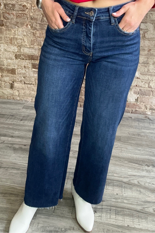 Tummy Control Mid Rise Wide Leg Jeans