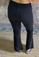 High Rise Crop Flare with Uneven Hem Black Jeans