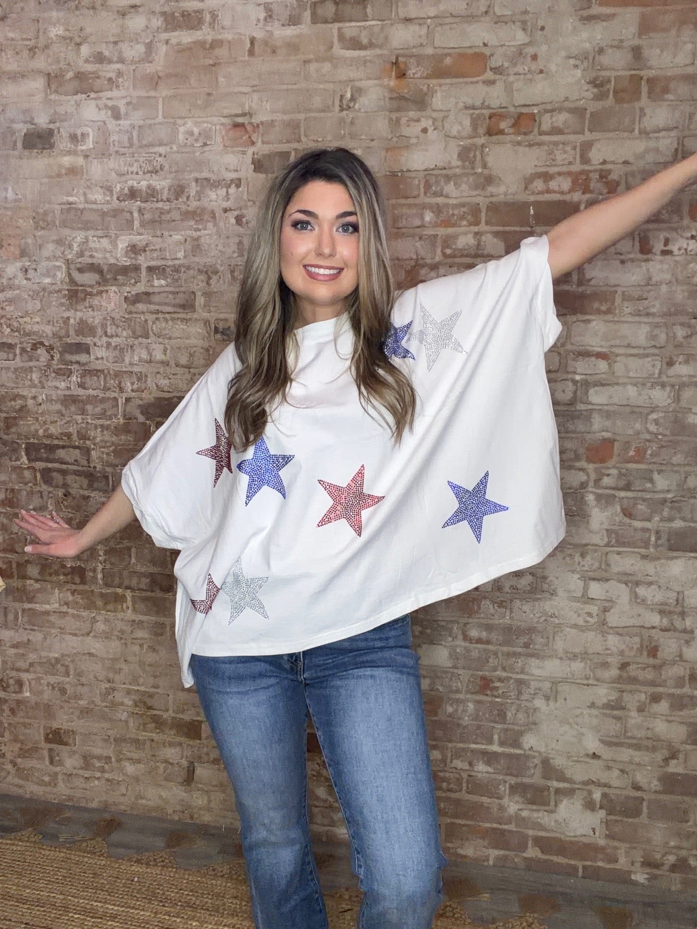 Star Rhinestone T-Shirt ~ Red, White, and Blue
