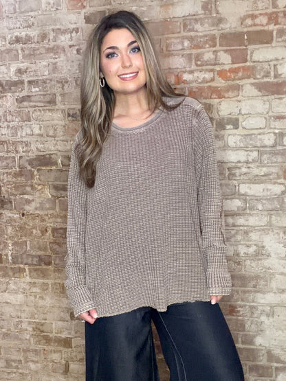 Waffle Knit Shirt ~ Mocha