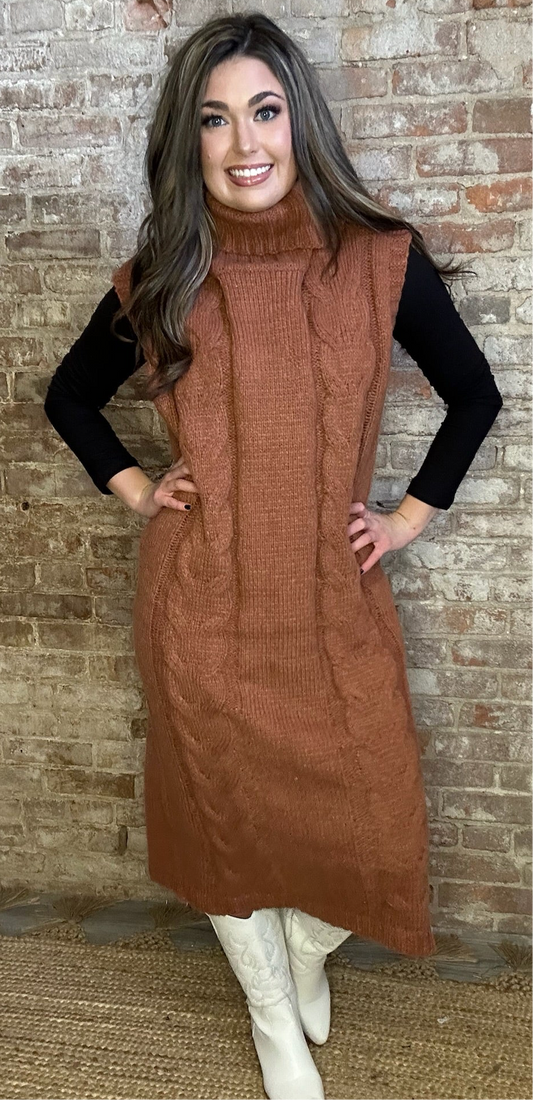 Sleeveless Turtleneck Sweater Dress