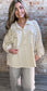 Collared Oversized Button Up Stripe Pullover Top ~ Taupe
