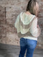 Contrasting Color Match Oversized Knit with Hood