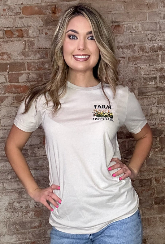 Western 'Love Grows Deep, Corn Grows Tall' Graphic Tee ~ Off White