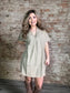 Washed Linen Raw Edge V-Neck  Dress