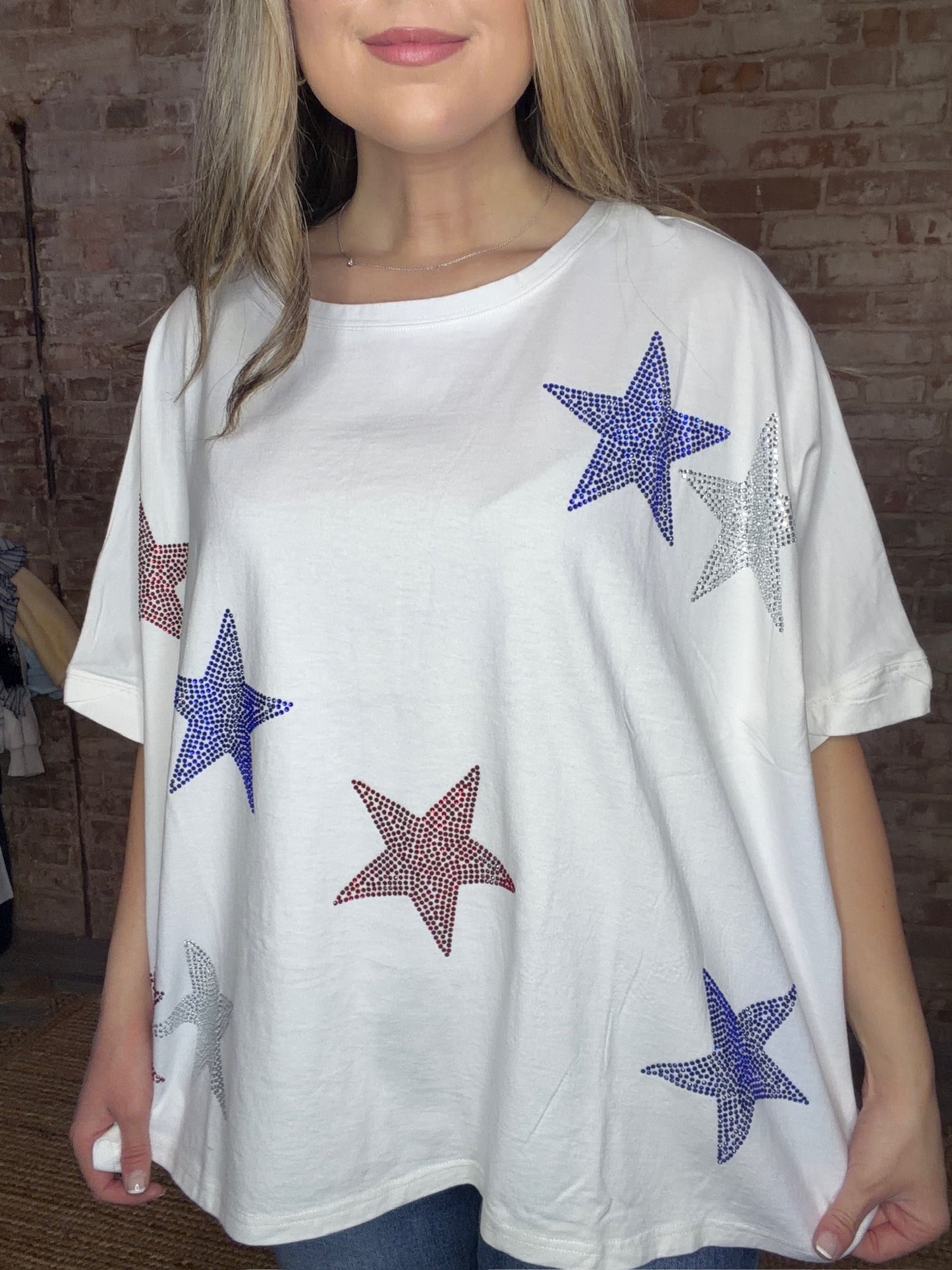 Star Rhinestone T-Shirt ~ Red, White, and Blue