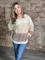 Contrasting Color Match Oversized Knit with Hood