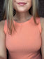 Ribbed Round Neck Tank Top ~ Coral