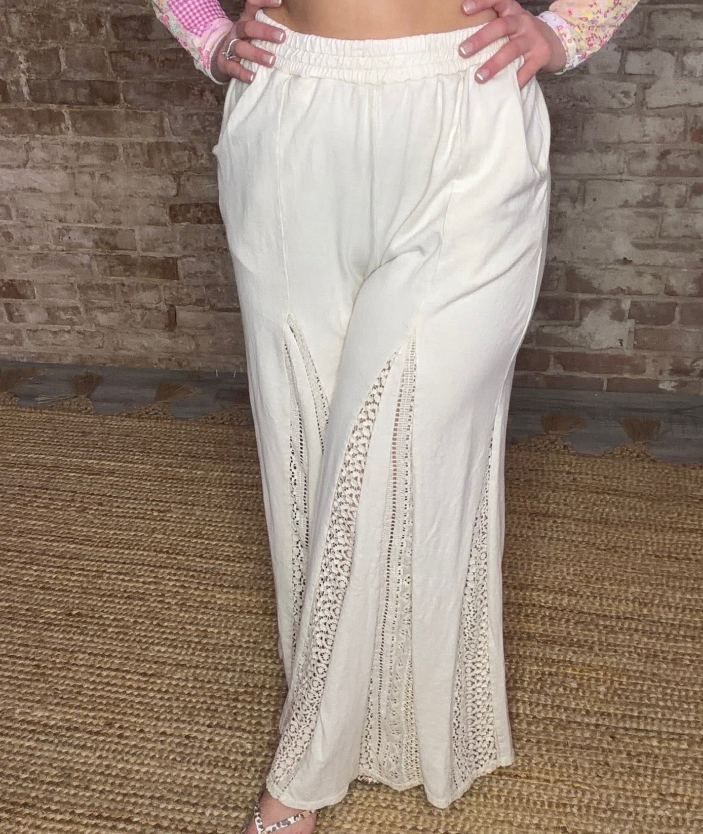Mineral Washed Lace Flair Pants