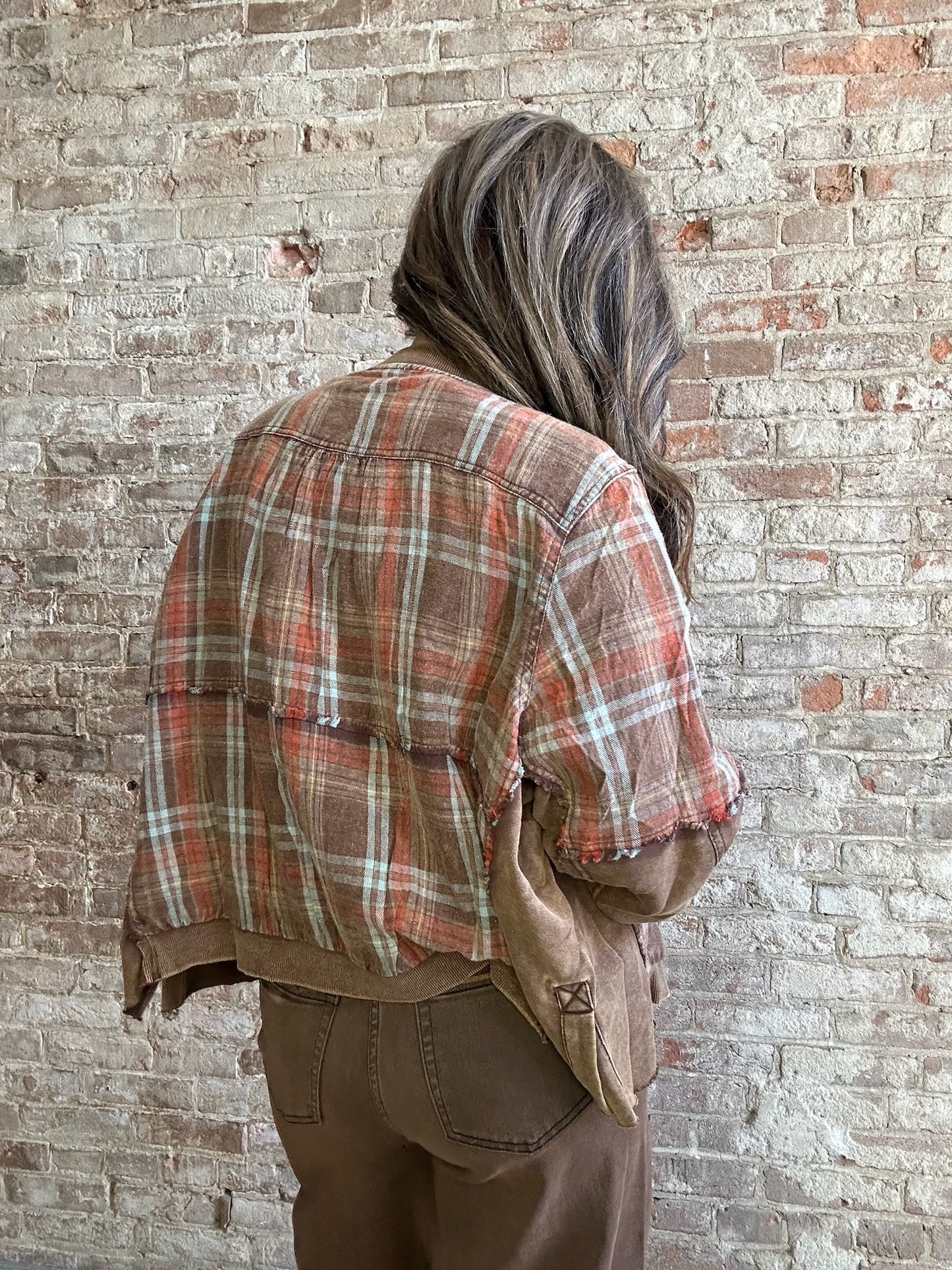 Mixed Media Plaid Jacket