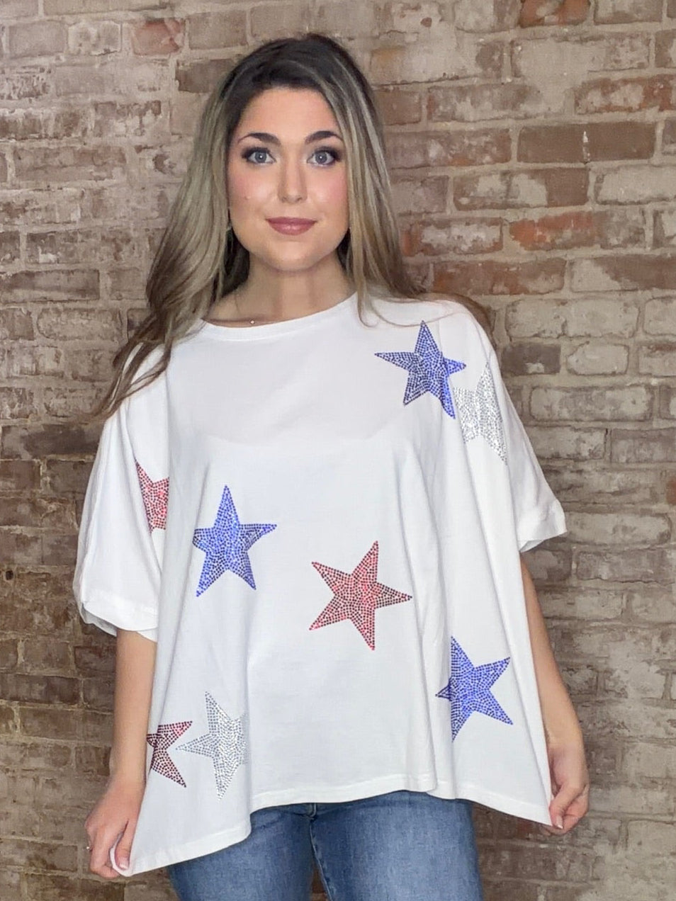 Star Rhinestone T-Shirt ~ Red, White, and Blue