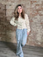 Vintage Washed Laser Cut Wide Leg Jeans