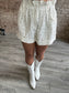 Twill Shorts with Pearls & Rhinestones ~ White