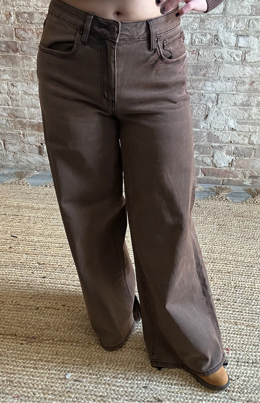 Vintage Washed Wide Leg Jeans  ~  Antique Bronze