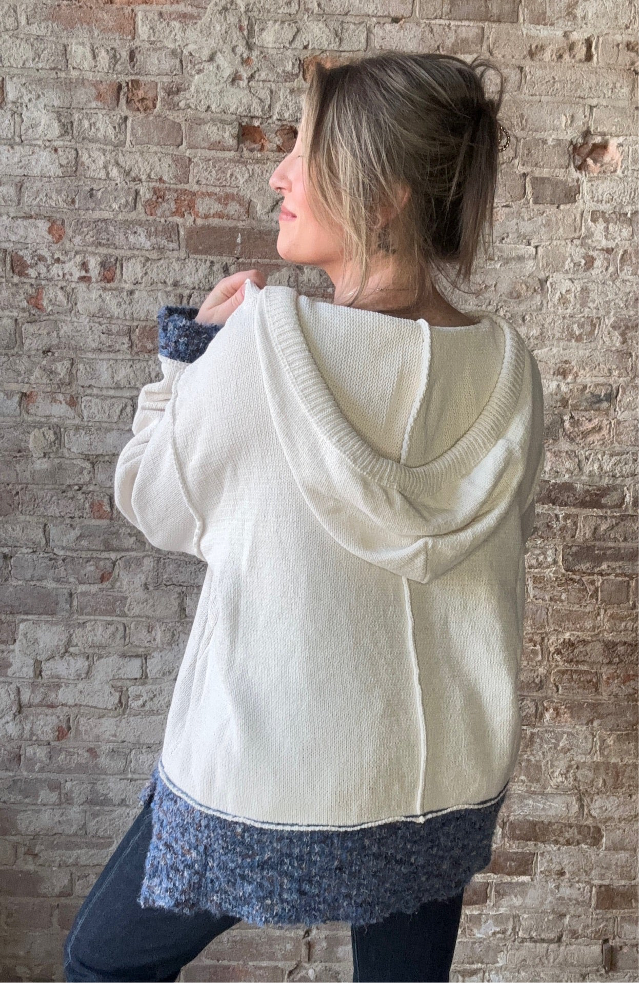 V Neck Old Glory Hooded Sweater