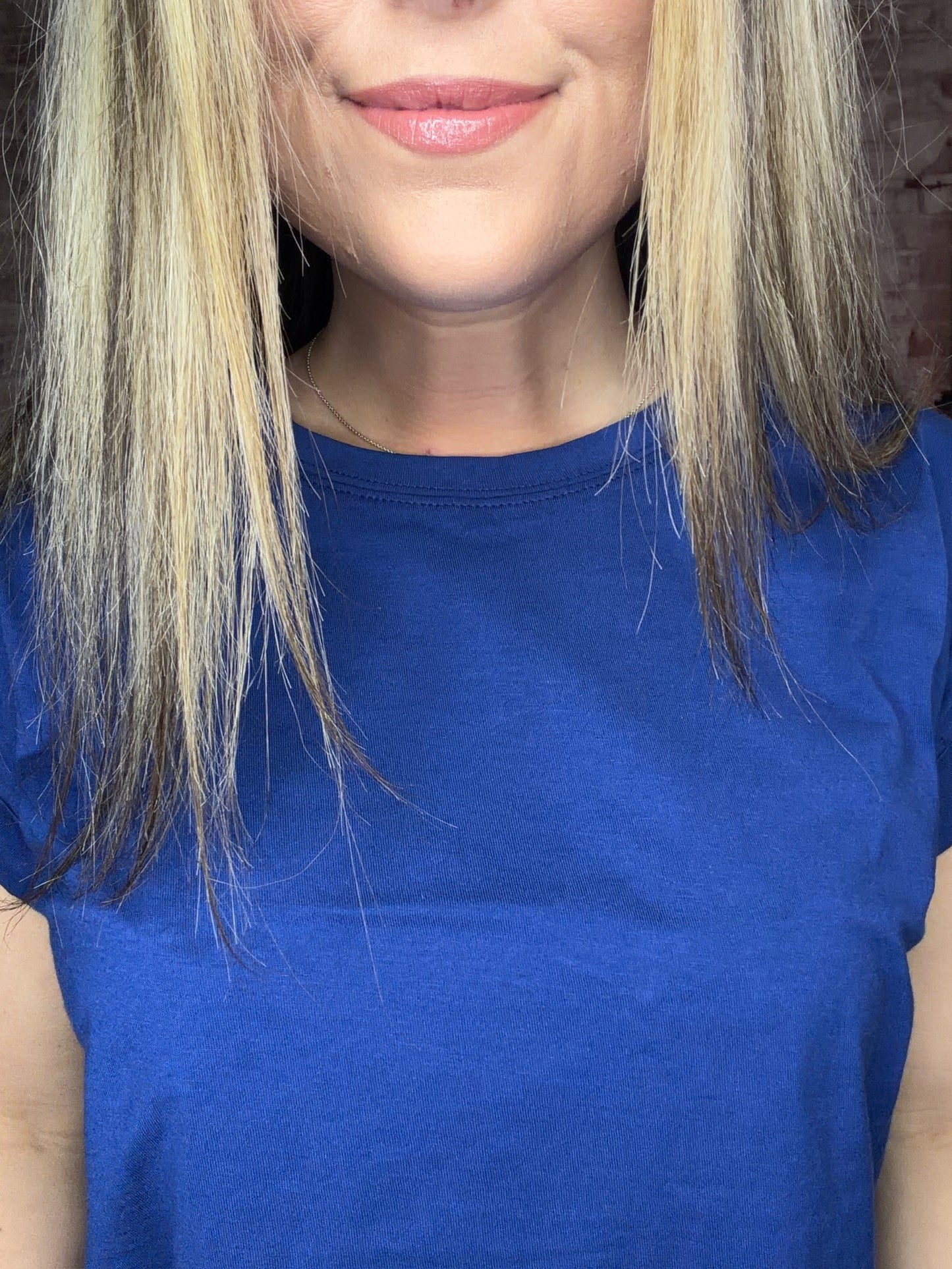 Round Neck Folded Short Sleeve T-shirt ~ Navy